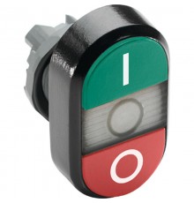 Кнопка двойная MPD2-11С (зеленая/красная) прозрачная линза с тек стом (I/O)  1SFA611131R1108  ABB