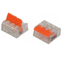 Клемма  NO-225-350 универсальная 221-413 компактная с рычагами 3-проводная 0.2-4 мм2 упаковка 50 шт  Б0067909  ЭРА