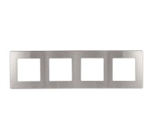 Рамка для розеток и выключателей ЭРА Серия 12 12-5104-03 на 4 поста, Сатин, алюминий  Б0052531  ЭРА