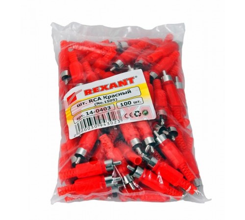 Разъем штекер RCA красный пайка REXANT  14-0403  REXANT