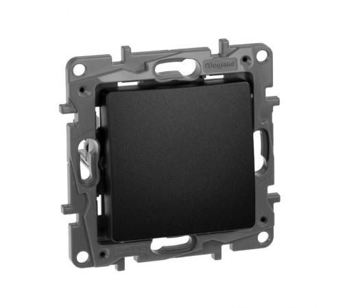 Etika Антрацит Выключатель 1-клавишный, автозажимные клеммы, 10AX, 250 В  672601  Legrand