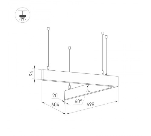 Светильник ALT-LINEAIR-ANGLE-60-FLAT-UPDOWN-DIM-700x605-55W Day4000 (BK, 100 deg, 230V) (arlight, IP20 Металл, 3 года)  033012  Arlight