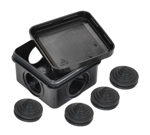 Коробка расп. КМ41236 70х70х40мм IP44 4 вв. черная  UKO21-070-070-040-K02-44  IEK