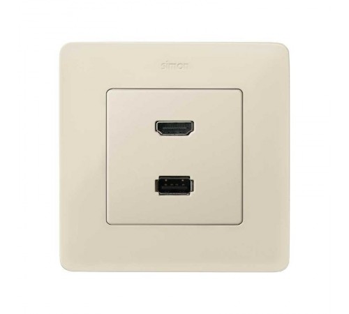Накладка для розетки HDMI + USB 2.0 для передачи данных цвета слоновая кость S82  8201095-031  Simon