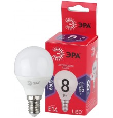 Лампа светодиодная RED LINE LED P45-8W-865-E14 R E14 / Е14 8Вт шар холодный дневной свет  Б0045358  ЭРА