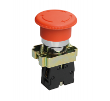 LAY5-ВS542, красный, 1НЗ, гриб с фиксацией, хром, без подсветки, d22мм, выключатель кнопочный  (ЭТ)  ET012088  Электротехник