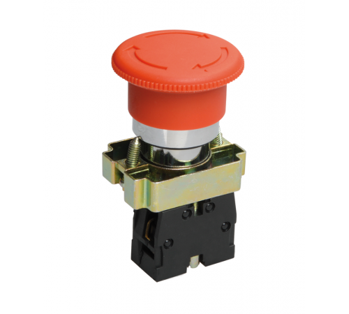 LAY5-ВS542, красный, 1НЗ, гриб с фиксацией, хром, без подсветки, d22мм, выключатель кнопочный  (ЭТ)  ET012088  Электротехник