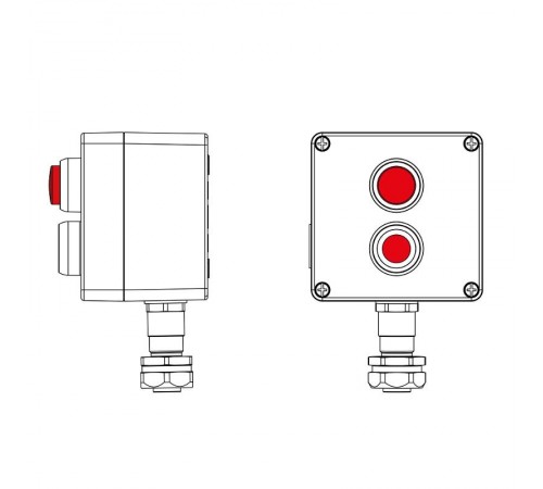 Взрывозащищенный пост управления из алюминия CPE-A-12-(1xP1R(11)-1xLR(250))-1xKAEPM2MHK-20(C)1Ex d e IIC Т5 Gb / Ex tb IIIC T95°CDb IP66  2201.121.22