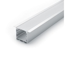 Профиль алюминиевый для светодиодной ленты встраиваемый "Линии света" с крепежами, серебро, CAB255  10363  Feron