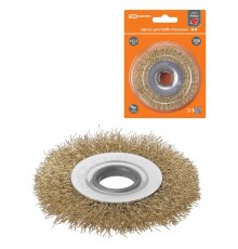 Щетка для УШМ "плоская", 100 мм, посадка d 22,2 мм, латунир. витая проволока d 0,3 мм, "Рубин",  SQ1096-0211  TDM