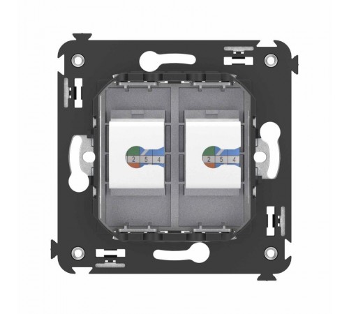 Телефонная розетка RJ-12 без шторки в стену двойная, "Avanti", "Закаленная сталь"  4404614  DKC