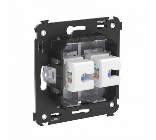 Телефонная розетка RJ-12 без шторки в стену двойная, "Avanti", "Закаленная сталь"  4404614  DKC