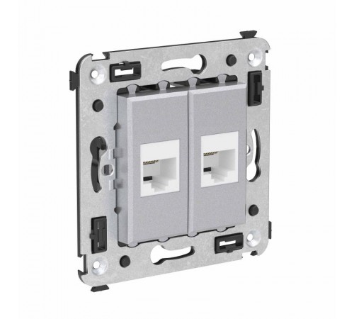 Телефонная розетка RJ-12 без шторки в стену двойная, "Avanti", "Закаленная сталь"  4404614  DKC