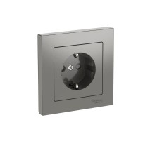 AtlasDesign Сталь Розетка с заземлением со шторками, 16А, (в сборе с рамкой), быстрозажимные клеммы  ATN000944S  SE