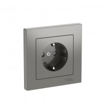 AtlasDesign Сталь Розетка с заземлением со шторками, 16А, (в сборе с рамкой), быстрозажимные клеммы  ATN000944S  SE