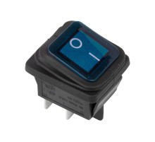 Выключатель клавишный 250V 15А (4с) ON-OFF синий с подсветкой ВЛАГОЗАЩИТА  36-2361  REXANT