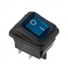 Выключатель клавишный 250V 15А (4с) ON-OFF синий с подсветкой ВЛАГОЗАЩИТА  36-2361  REXANT