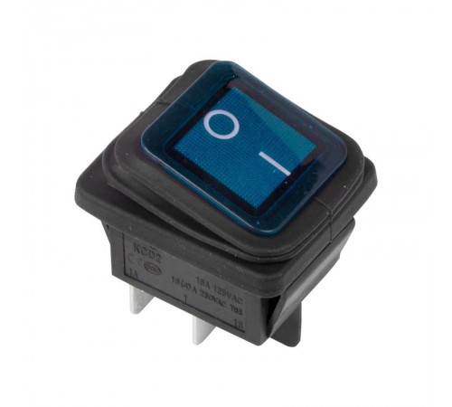 Выключатель клавишный 250V 15А (4с) ON-OFF синий с подсветкой ВЛАГОЗАЩИТА  36-2361  REXANT