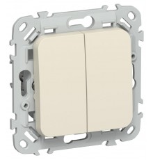 FLITE Выключатель 2-клавишный 10А ВС12-1-0-ФлСл сливочный  FI-V20-0-10-1-K86  IEK