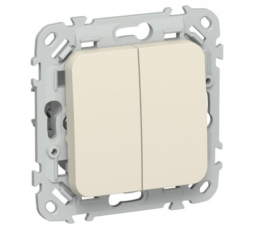 FLITE Выключатель 2-клавишный кнопочный проходной 10А ВС62-2-0-ФлСл сливочный  FI-V28-0-10-1-K86  IEK