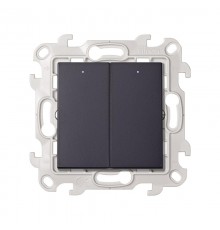 Simon 24 Графит Выключатель 2-кл. с подсв.  2450392-038  Simon