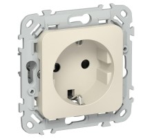 FLITE Розетка с заземлением со шторками быстрозажимные клеммы 16А РСш11-1-ФлСл сливочный  FI-R14-16-1-K86  IEK