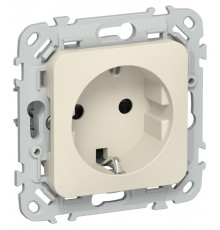 FLITE Розетка с заземлением со шторками 16А РСш11-0-ФлСл сливочный  FI-R14-16-K86  IEK