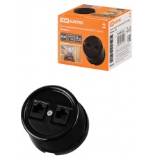 Розетка двойная компьютерная RJ45 черная "Болонь"  SQ1820-0251  TDM