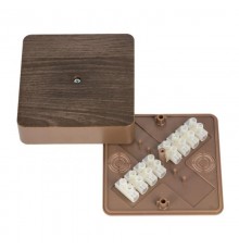 Коробка распределительная КМР-030-032кг (100х100х25) с клеммником тёмное дерево EKF PROxima  plc-kmr-030-032kg-t  EKF