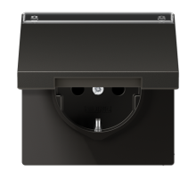 Штепсельная розетка SCHUKO 16A 250V~ с полем для надписи и откидной крышкой; антрацит  AL1520NAKLAN  Jung