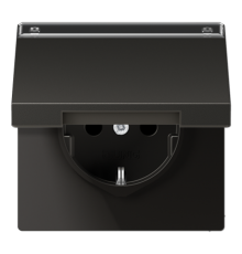 Штепсельная розетка SCHUKO 16A 250V~ с полем для надписи и откидной крышкой; антрацит  AL1520NAKLAN  Jung