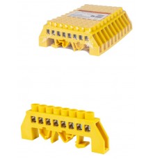 Шина "PE" "земля" в желтом изоляторе на DIN-рейку 8x12мм 8 групп  SQ0801-0215  TDM