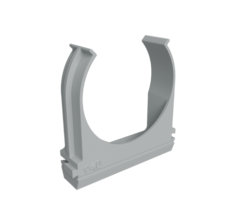 Крепеж-клипса для пластиковых труб D40 мм, серая (упак. 30 шт)  KM-KK-40  КМ - профиль