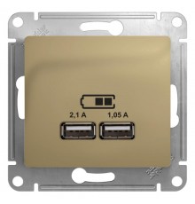 Glossa Титан USB Розетка, 5В/2100мА, 2х5В/1050мА, механизм  GSL000433  SE