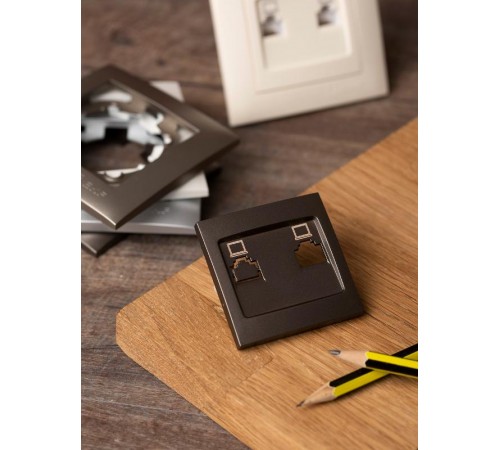 Валенсия лицевая панель розетки RJ-45 2-местная графит EKF PROxima   ESK02-L-035-60   EKF