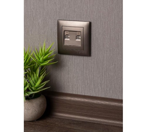 Валенсия лицевая панель розетки RJ-45 2-местная графит EKF PROxima   ESK02-L-035-60   EKF