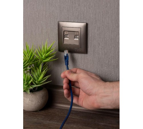 Валенсия лицевая панель розетки RJ-45 2-местная графит EKF PROxima   ESK02-L-035-60   EKF