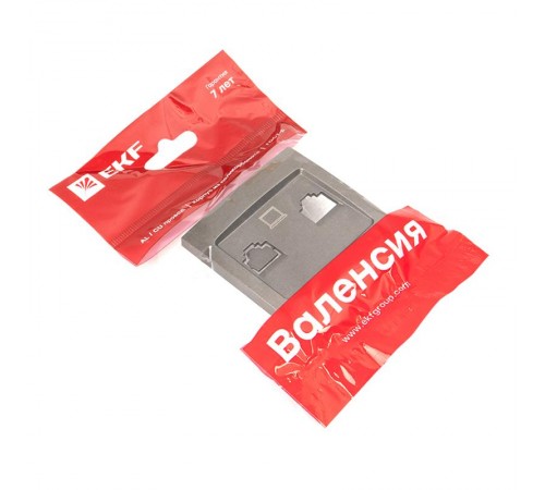 Валенсия лицевая панель розетки RJ-45 2-местная графит EKF PROxima   ESK02-L-035-60   EKF
