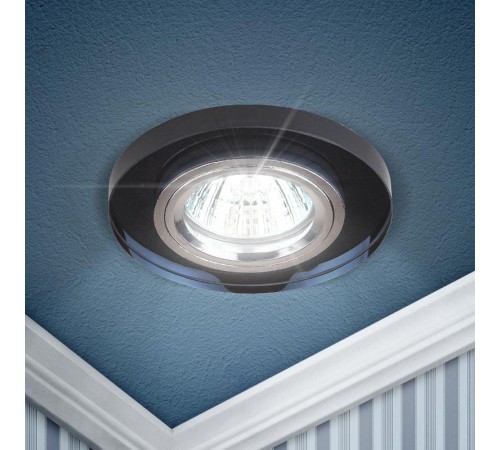 Светильник точечный встраиваемый под лампу DK7 50Вт MR16 хром/черный  C0043793  ЭРА