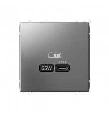 ArtGallery Сталь Розетка USB тип-С 65Вт высокоскор.заряд. QC, PD, механизм  GAL000927  SE