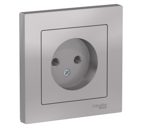 AtlasDesign Алюминий Розетка без заземления, 16А, (в сборе с рамкой)  ATN000340  SE