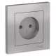 AtlasDesign Алюминий Розетка без заземления, 16А, (в сборе с рамкой)  ATN000340  SE