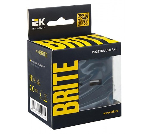 BRITE Розетка USB A+C 18Вт РЮ11-1-БрМ маренго  BR-U22-018-K35  IEK