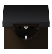 Штепсельная розетка SCHUKO 16А / 250В с подпружиненной откидной крышкой, пружинные зажимы, возможно IP44; металл; dark; Aluminium  AL1520KLD  Jung