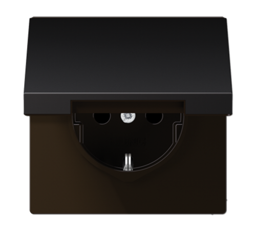 Штепсельная розетка SCHUKO 16А / 250В с подпружиненной откидной крышкой, пружинные зажимы, возможно IP44; металл; dark; Aluminium  AL1520KLD  Jung