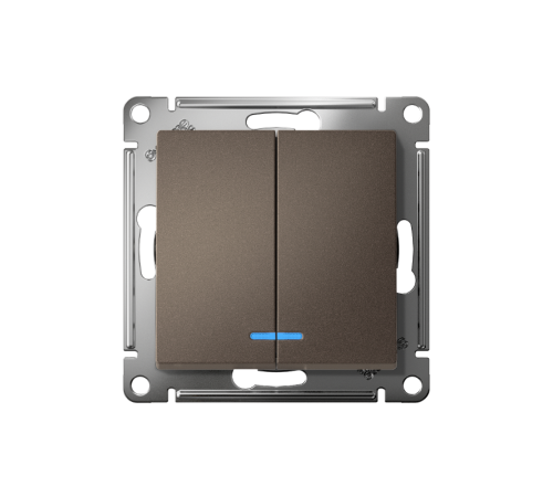 AtlasDesign Мокко Выключатель 2-клавишный с подсветкой, сх.5а, 10АХ, механизм  ATN000653  SE