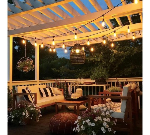 Гирлянда "Евро белт-лайт" на подвесах 230V 50 E27 черный, шаг 50cm, IP 65, 25м +1,5м шнур, CL50-25-1  41866  FERON