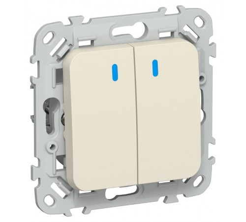 FLITE Переключатель 2-клавишный с индикацией 10А ВС62-1-1-ФлСл сливочный  FI-V22-1-10-1-K86  IEK
