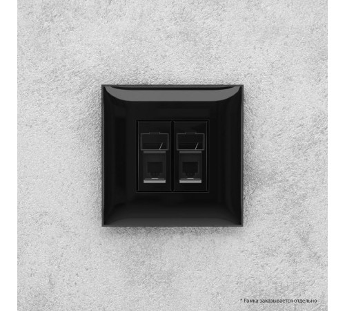 Розетка телефонная в стену двойная, "Avanti", "Черный квадрат"  4402314  DKC