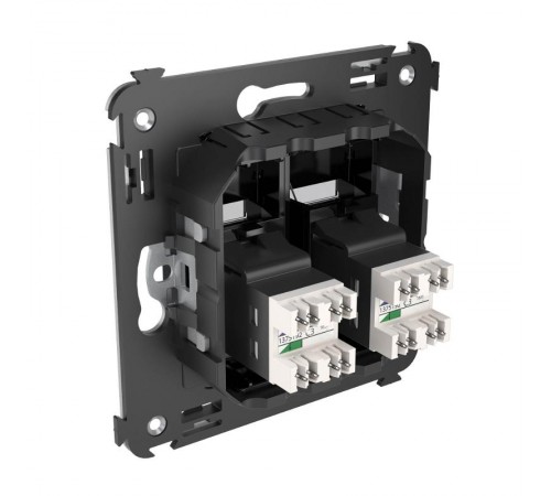 Розетка телефонная в стену двойная, "Avanti", "Черный квадрат"  4402314  DKC